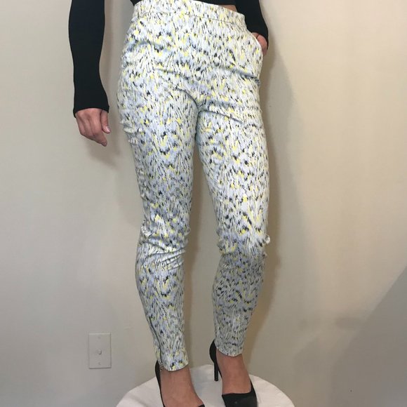 Zara Basic Blue & Yellow Multicolor Form Fit Pants - Picture 4 of 9